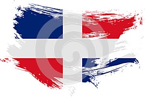 Dominican Republic brush stroke flag vector background. Hand drawn grunge style Republica Dominicana isolated banner photo