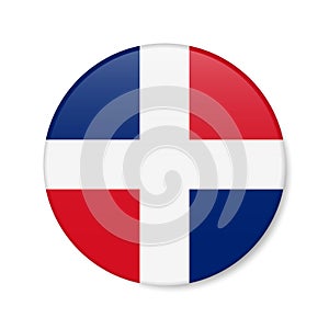 Dominican Republic circle button icon. Republica Dominicana round badge flag. 3D realistic isolated vector illustration photo