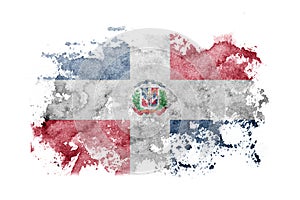 Dominican Republic flag background painted on white paper with watercolor