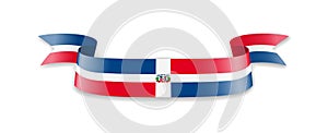 Dominican Republic flag in the form of wave ribbon