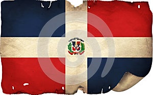 Dominican Republic Flag On Old Paper