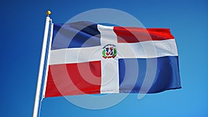 Dominican Republic flag in slow motion seamlessly looped with alpha