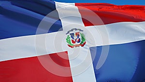 Dominican Republic flag in slow motion seamlessly looped with alpha