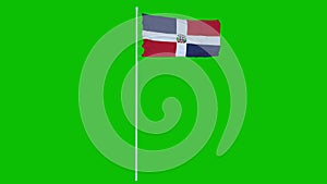 Dominican Republic Flag Waving on wind on green screen or chroma key background. 3d rendering