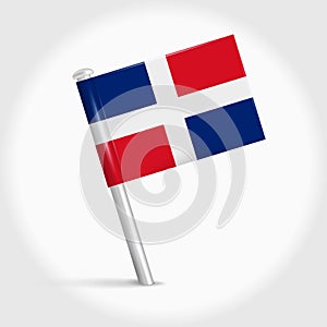 Dominican Republic map pin flag. 3D realistic vector illustration photo