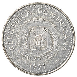 25 dominican republic peso centavos coin photo