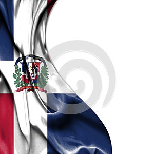 Dominican Republic waving satin flag isolated on white background