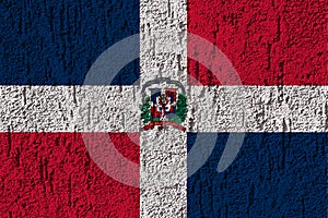 Dominicana flag on the background texture. Concept for designer solutions