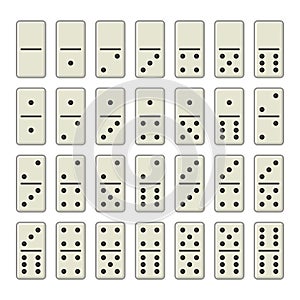 Domino Bones Complete Set on White Background. Vector