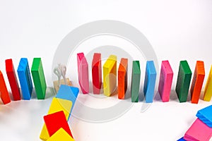 The domino colour close up image  on white background