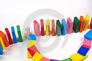 The domino colour close up image  on white background