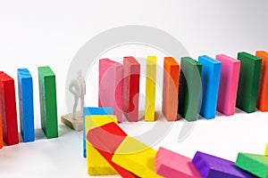 The domino colour close up image  on white background