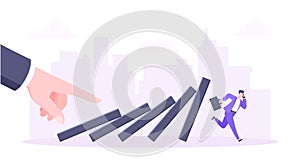 Domino effect or business cowardice metaphor vector illustration concept.