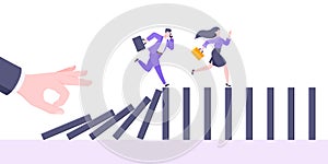 Domino effect or business cowardice metaphor vector illustration concept.