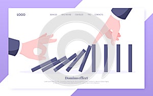 Domino effect and business resilience concept.
