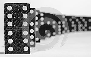 Domino row closeup