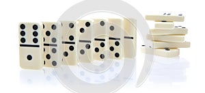 Domino row of white dominoes
