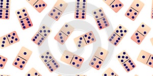 Domino seamless pattern. Casino bone signs. Numbers strategy. Fun stone board. Toy passion gambling. Play game. Gaming