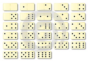 Dominoes Set In Ivory Over White