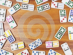 dominoes on wooden background