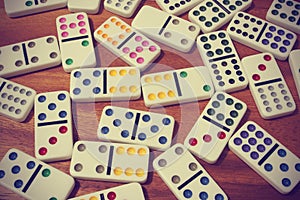 dominoes on wooden background