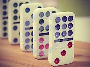 dominoes on wooden background