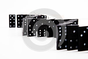 Studio shot of Dominos lined up