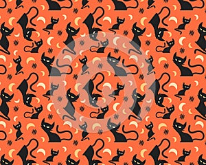 Domppattern : Halloween Cats Seamless Pattern photo