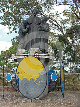 Don Bosco (St.Jhon Bosco) statue at Fatumaca garden, Baucau, Timor-Leste.