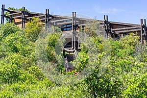 Don Edwards San Francisco Bay National Wildlife Refuge building surrounded by trees and shrubs, East San Francisco bay area,