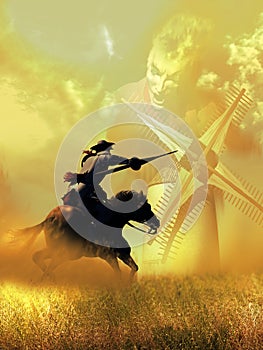 Don Quixote Attacks the Windmills photo