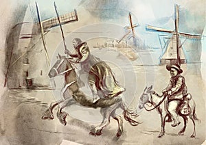 Don Quixote - An hand painted illustration. Digital drawing tech