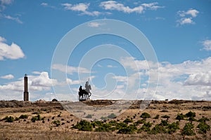 Don Quixote silhouette on Spain Roads