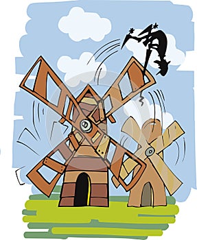 Don quixote and windmill photo