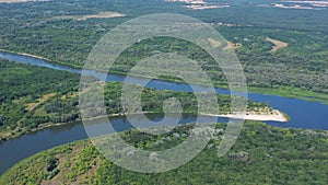 Don river and dense forest. Stunning landscape, aerial view