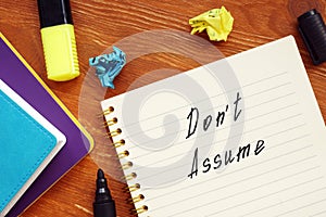 Don`t Assume phrase on the page