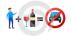 Don t drink and drive sign. No alcohol. Vector stock illustration