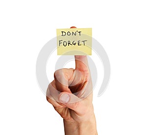 Don't forget note on finger