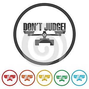 Don t judge  icon isolated on white background. Set icons colorful