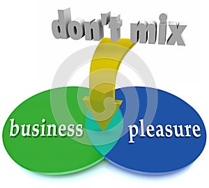 Don't Mix Business Pleasure Venn Diagram Warning Office Workplac