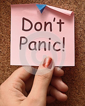 Don't Panic Note Means No Panicking Or Relaxing