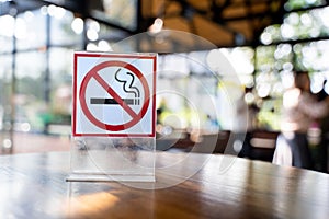 Don't smoke sign No smoking sign in cafe photo