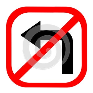 Don't turn left sighn symbol logo