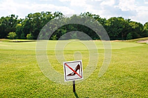 Don`t walk on the grass sign. Sign board on the park lawn Do not walk on the Grass.