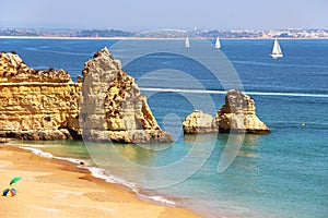 Dona Ana beach in Lagos, Portugal photo