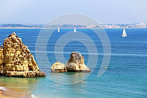 Dona Ana beach in Lagos, Portugal photo