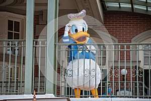 Donald Duck waving from the balcony at Walt Disney World Railroad at Magic Kingdom 399