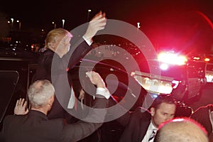 Donald Trump campaigns at Nevada Caucus polling station, Palos Verde Highschool, NV