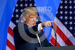 Donald Trump, President of United States of America, during press conference at NATO SUMMIT 2018