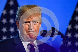 Donald Trump, President of United States of America, during press conference at NATO SUMMIT 2018